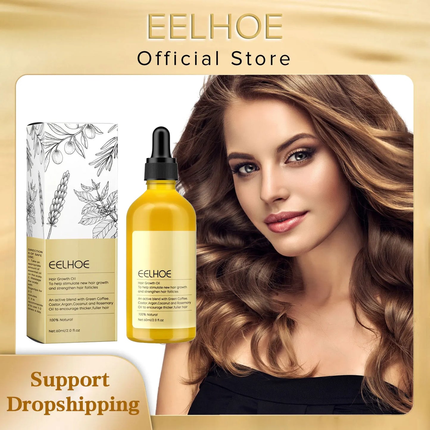 EELHOE Natural Rosemary Hair Growth Essential Oil Smooth Hair Strengthening Repair Hair Loss Prevention Rosemary Essential Oil